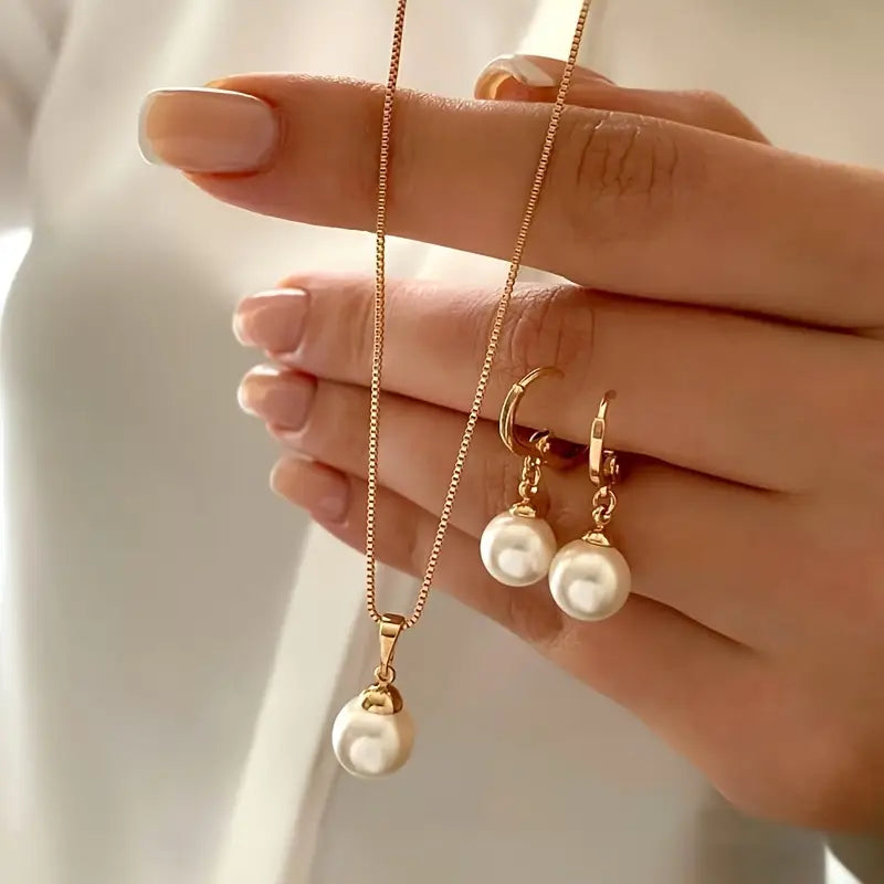 Golden Grace Pearl Jewelry Set | Gold 18k