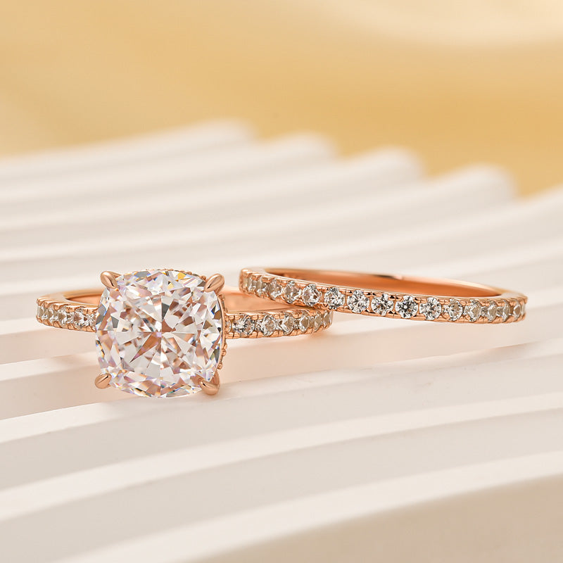 Bridal Cushion 2PC Ring Set | Rose Gold 16k