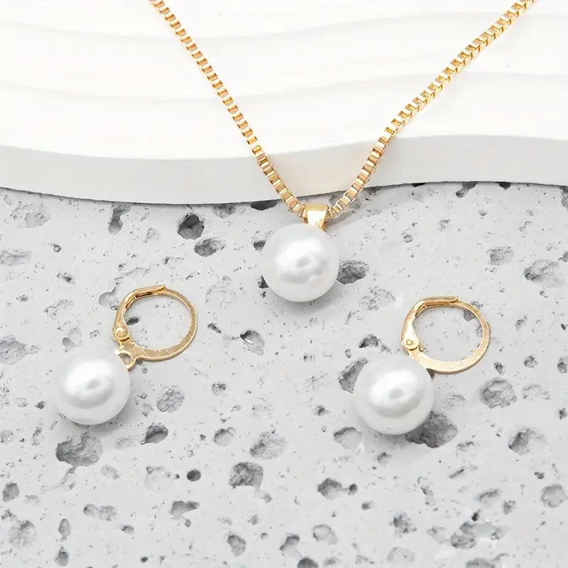 Golden Grace Pearl Jewelry Set | Gold 18k