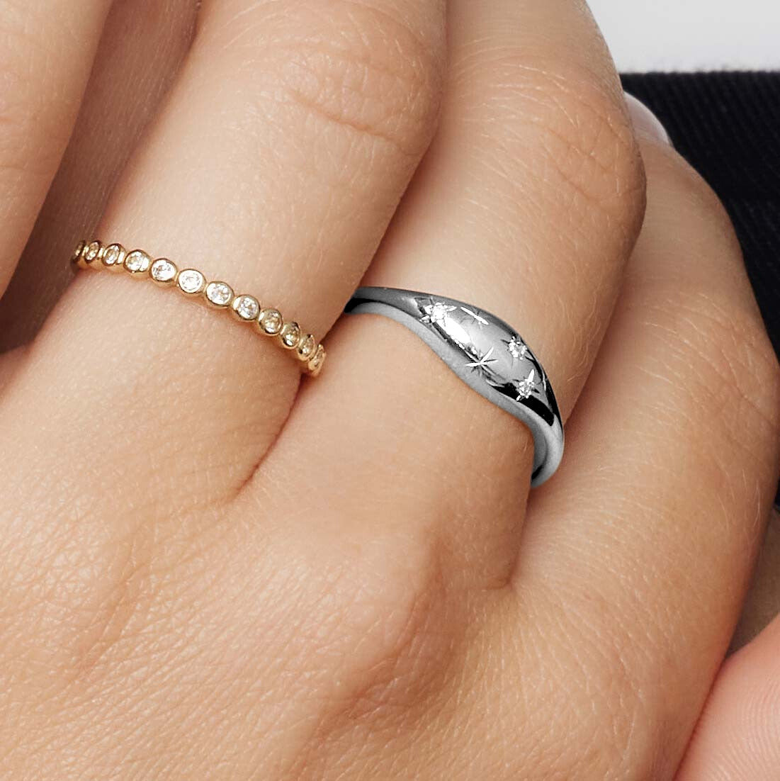 Diamond Dome Ring | White Gold 14k