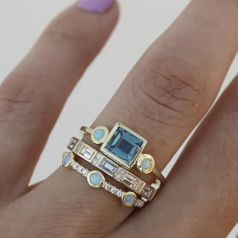 Timeless Azure Ring Set | Gold 18k