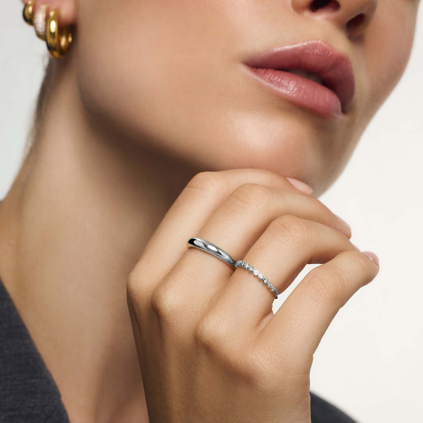 Diamond Bubble Ring | White Gold 14k