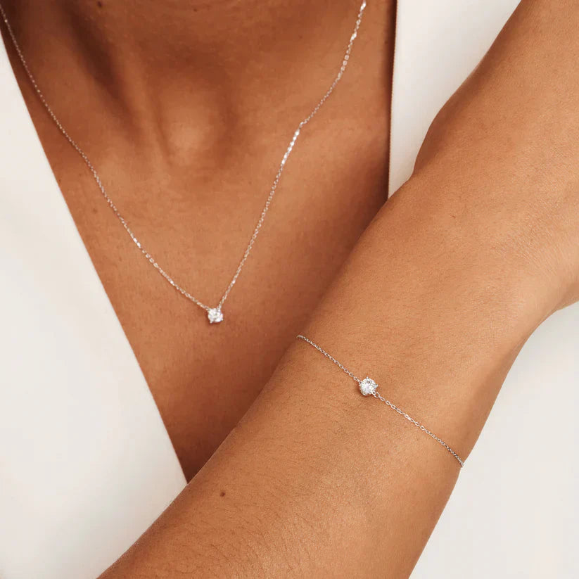Cléa Moissanite Stone Bracelet | White Gold 14k