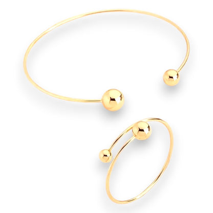 Minimalist Glow Collar & Cuff Bracelet Set | Gold 18k
