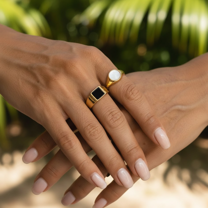 Iridescent Mother of Pearl Statement Ring