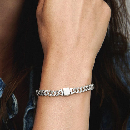 Moissanite Cuban Bracelet | White Gold 18k