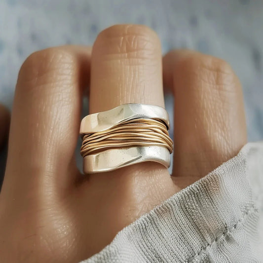Silvergold Tether Ring | Mixed Gold 16k
