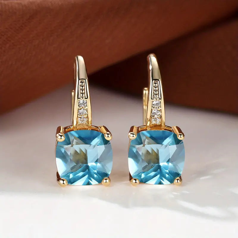 Mystic Sapphire Stone Hoop Earrings | Gold 18k