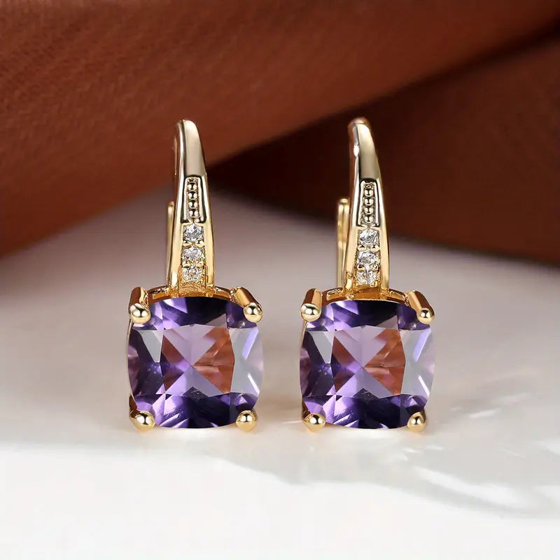 Mystic Sapphire Stone Hoop Earrings | Gold 18k