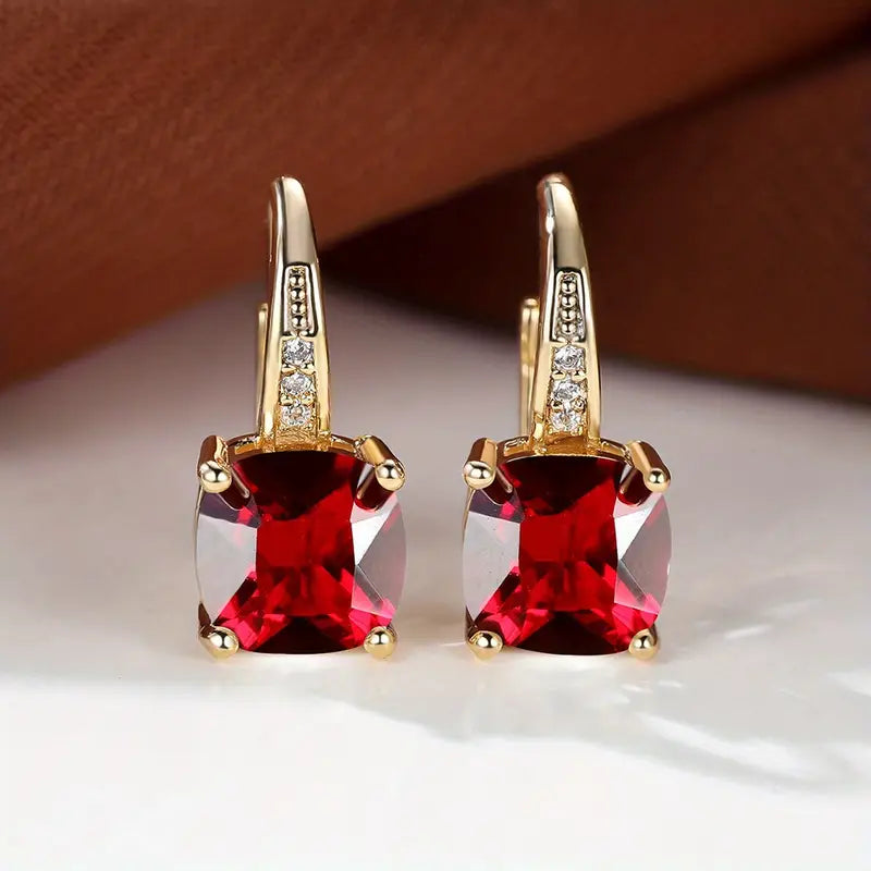 Mystic Sapphire Stone Hoop Earrings | Gold 18k
