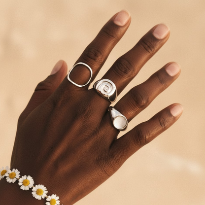 Iridescent Mother of Pearl Statement Ring