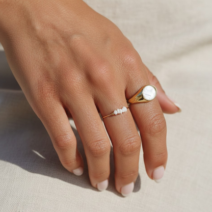 Iridescent Mother of Pearl Statement Ring