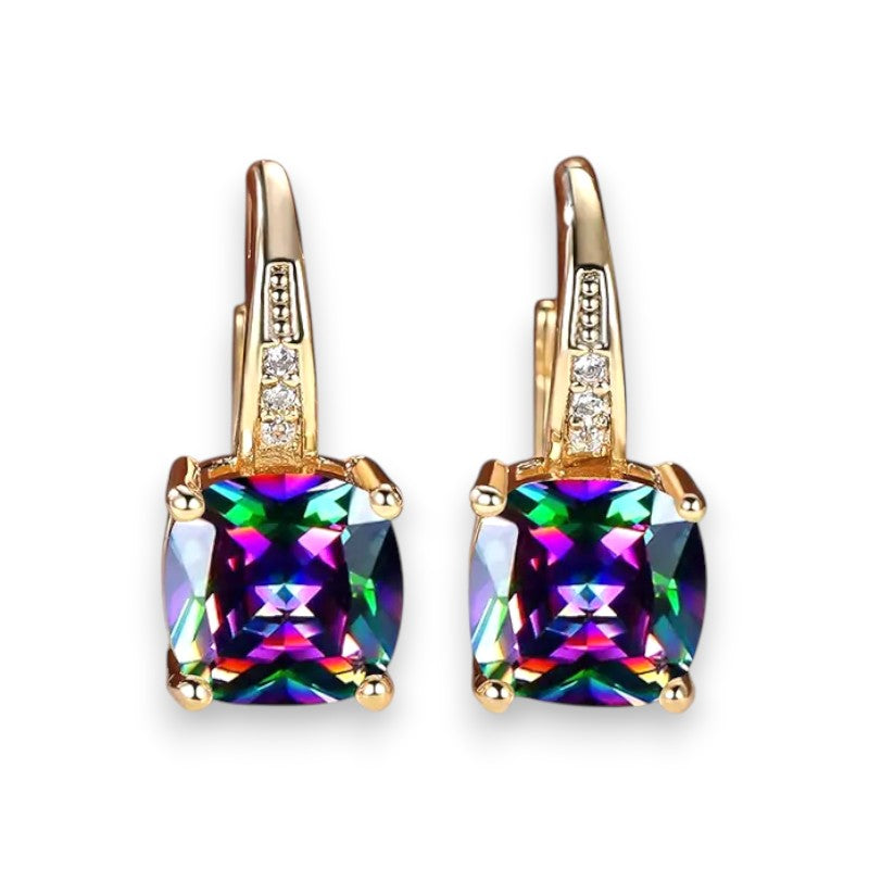 Mystic Stone Hoop Earrings | Gold 18k