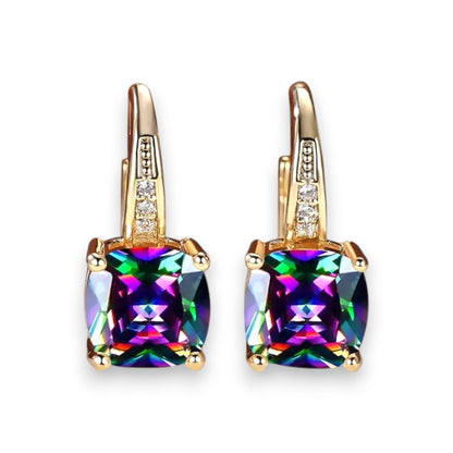 Mystic Stone Hoop Earrings | Gold 18k