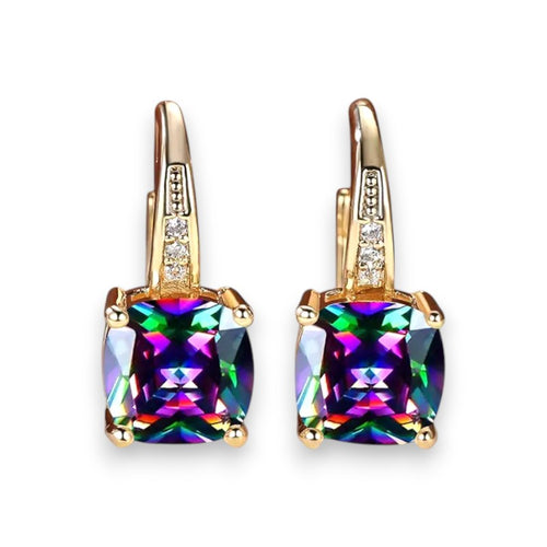 Mystic Stone Hoop Earrings | Gold 18k