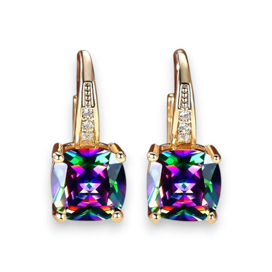 Mystic Stone Hoop Earrings | Gold 18k