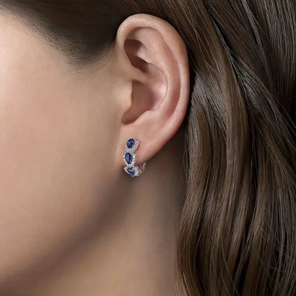 Royal Sapphire Crest Earrings | White Gold 16k