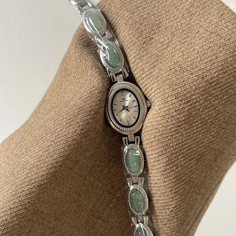 Aubrette Elegant Jade Bracelet Watch