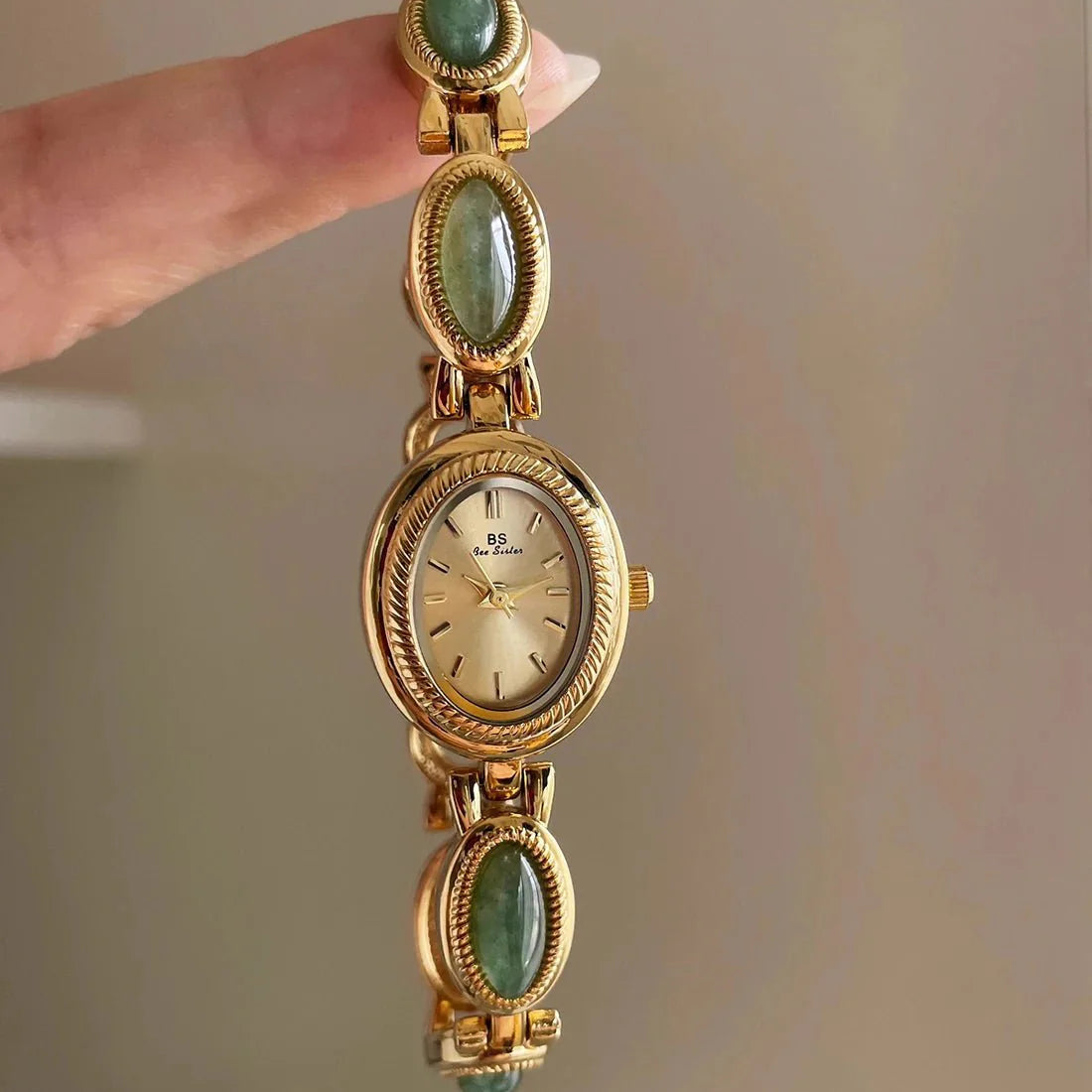 Aubrette Elegant Jade Bracelet Watch