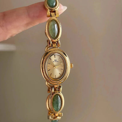 Aubrette Elegant Jade Bracelet Watch