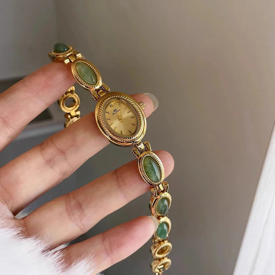 Aubrette Elegant Jade Bracelet Watch
