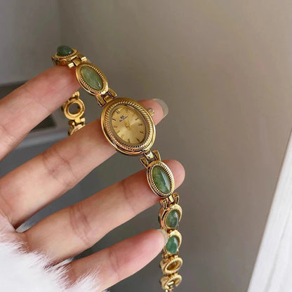 Aubrette Elegant Jade Bracelet Watch