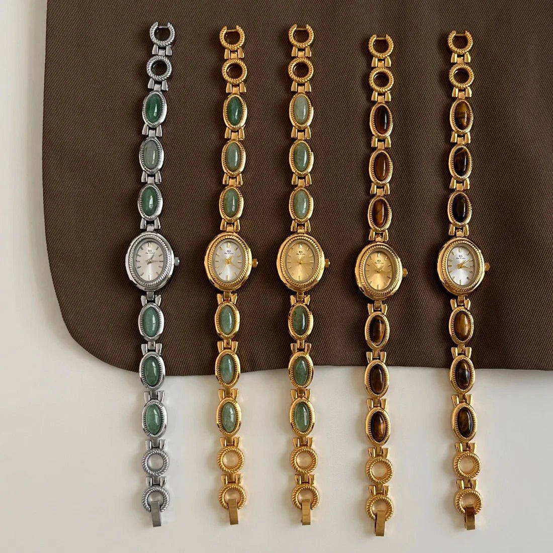 Aubrette Elegant Jade Bracelet Watch