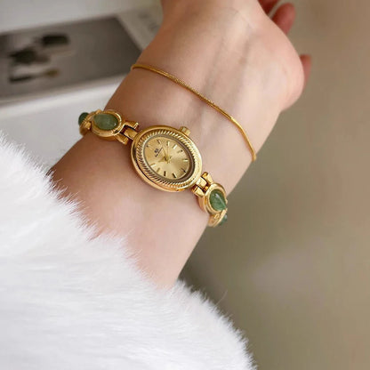 Aubrette Elegant Jade Bracelet Watch