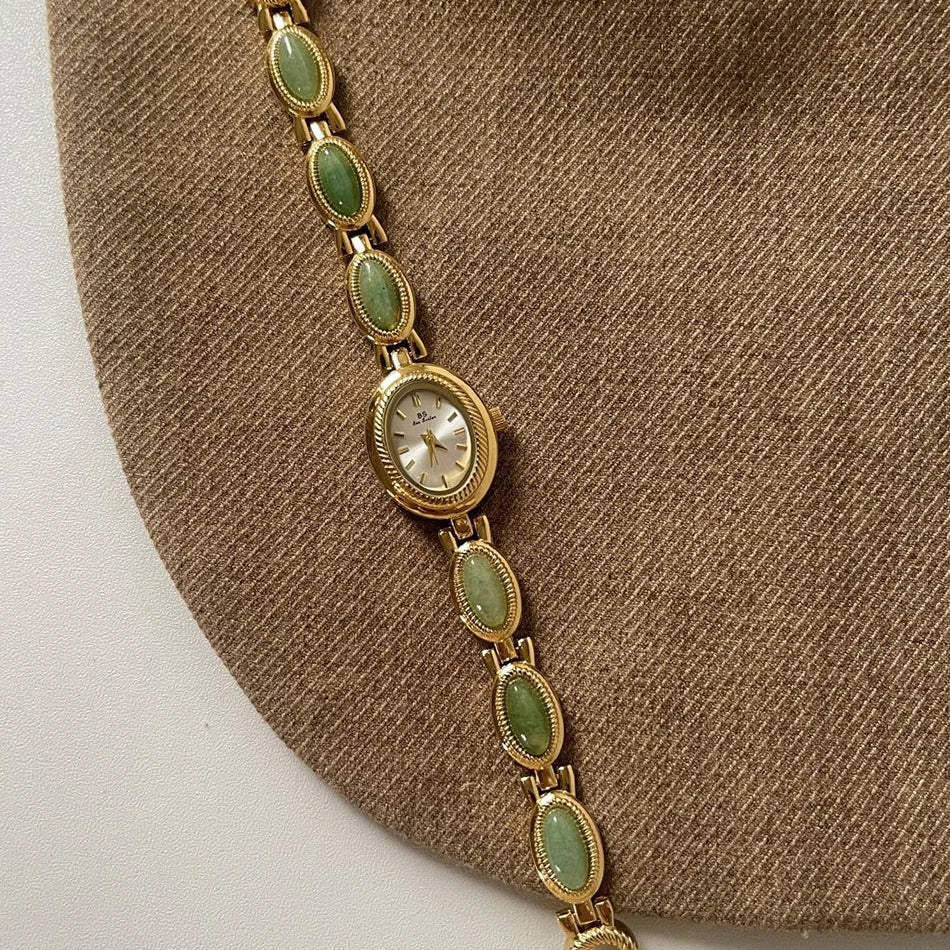 Aubrette Elegant Jade Bracelet Watch