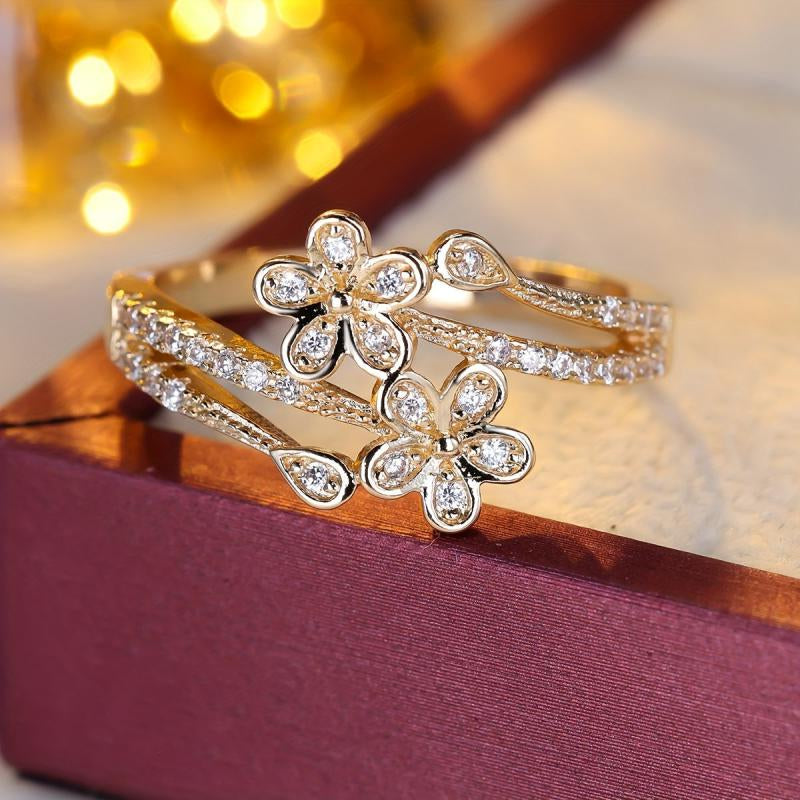 Elegant Bright Flower Gold Ring | Gold 16k