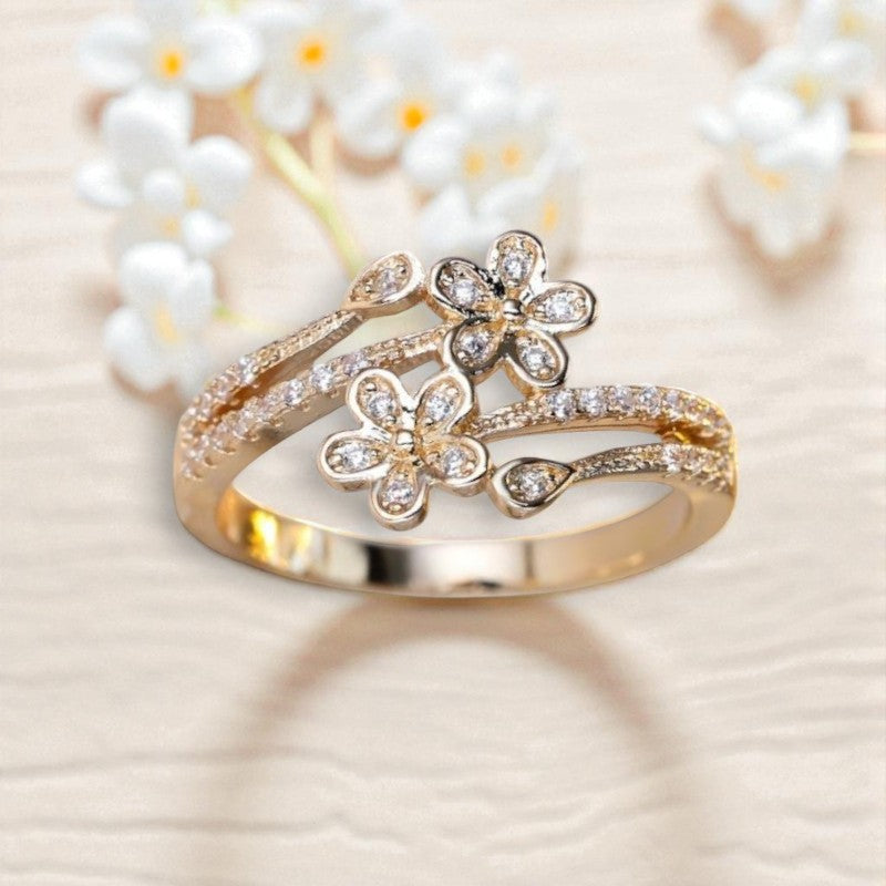 Elegant Bright Flower Gold Ring | Gold 16k