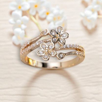 Elegant Bright Flower Gold Ring | Gold 16k