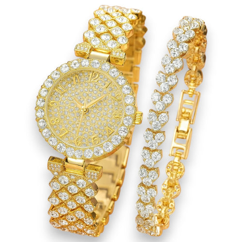 Luxe Radiance Gold Watch & Bracelet Set | Gold 18k