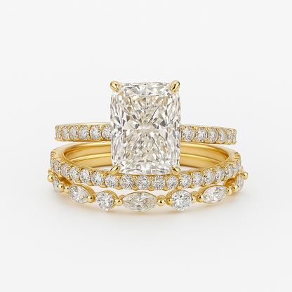 Jaily 3PC Wedding Ring Set | White Gold 18k