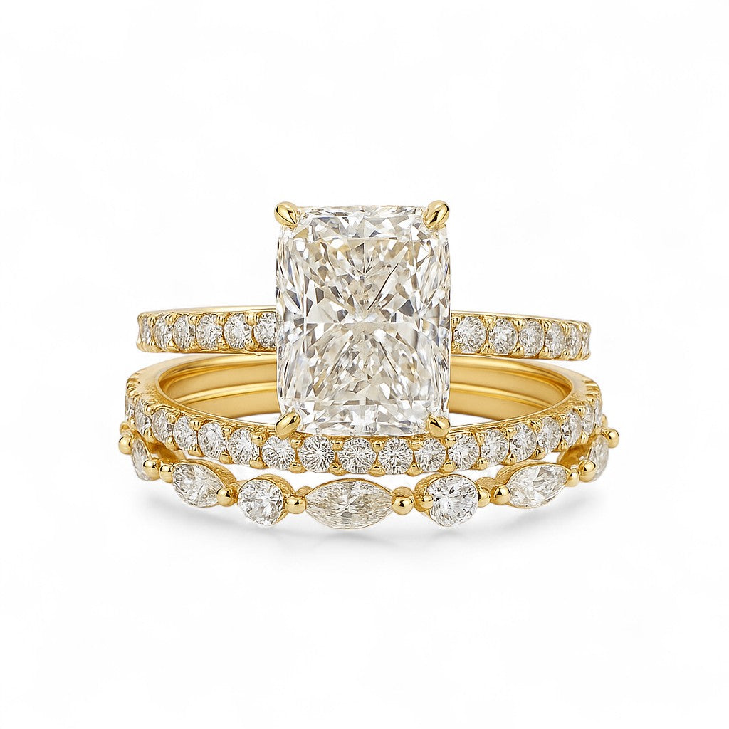 Jaily 3PC Wedding Ring Set | Gold 18k
