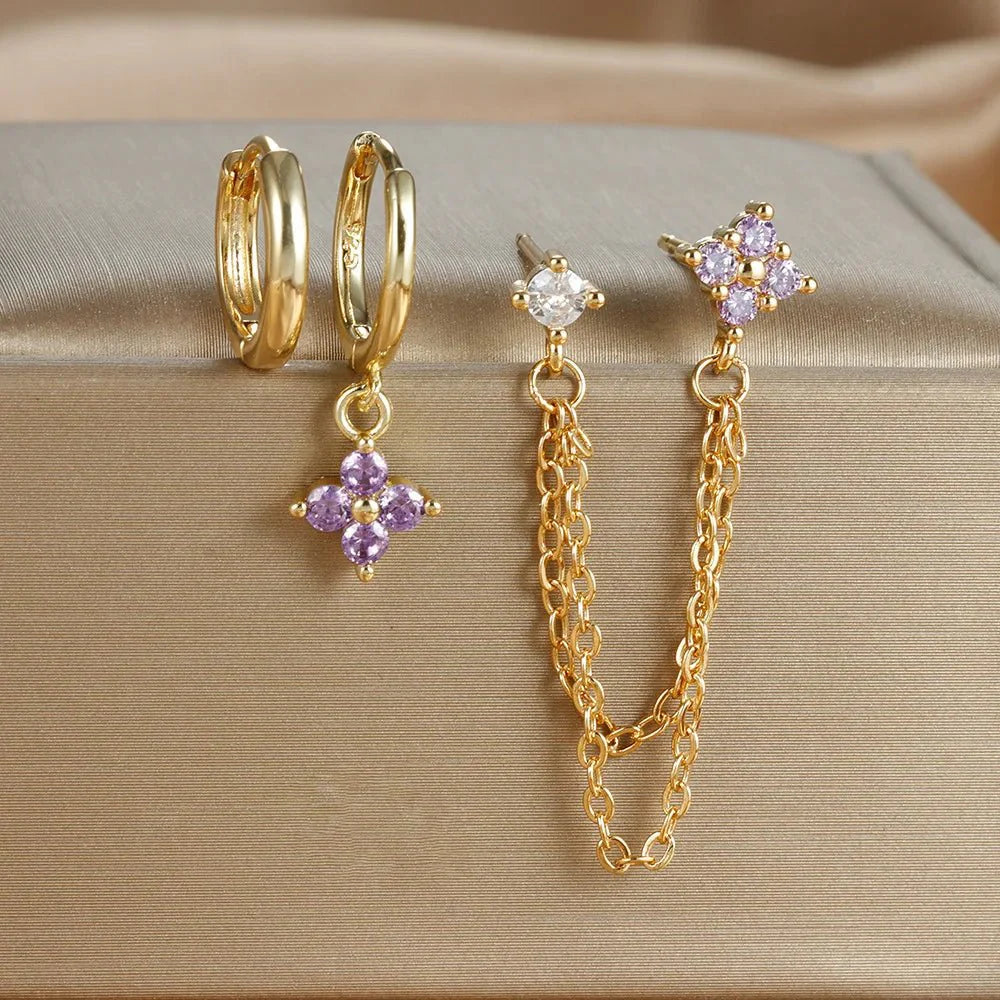 Diantha Floral Hoop Earring Set