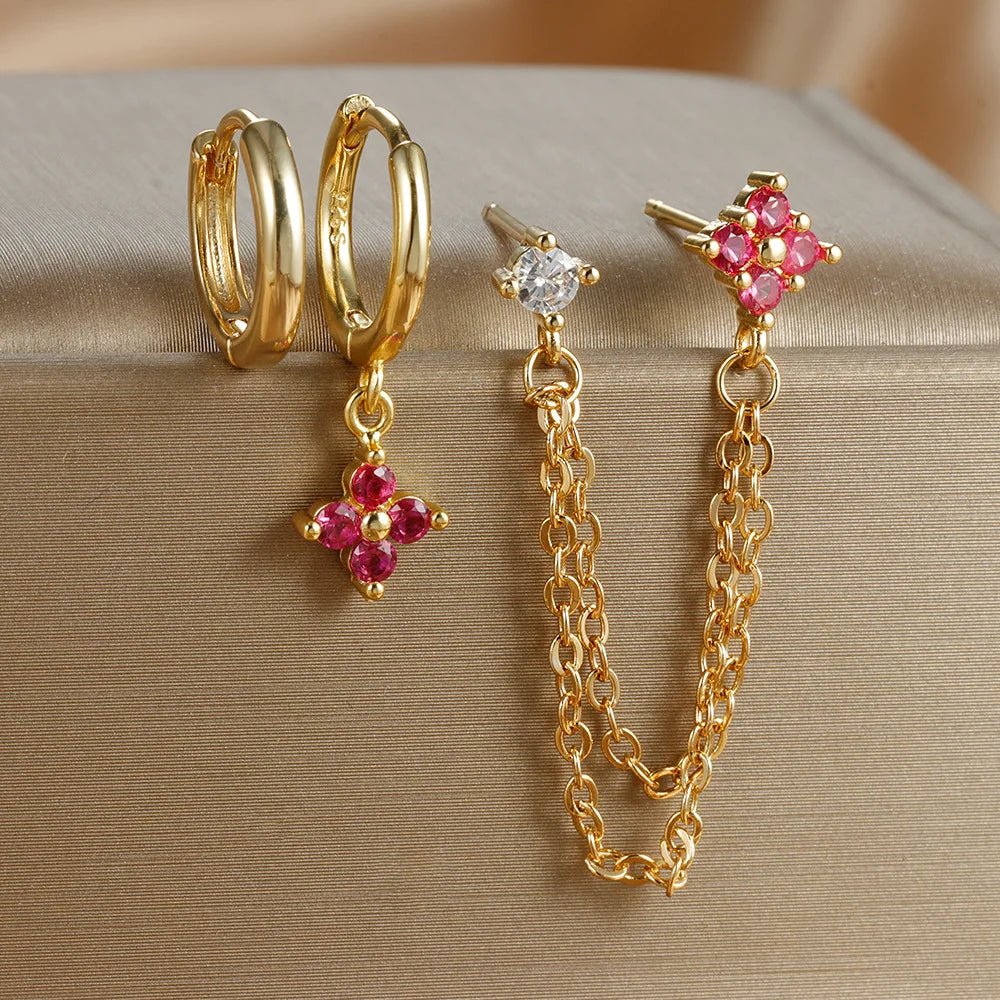 Diantha Floral Hoop Earring Set