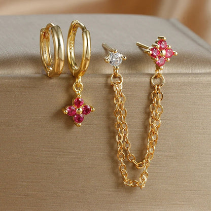 Diantha Floral Hoop Earring Set