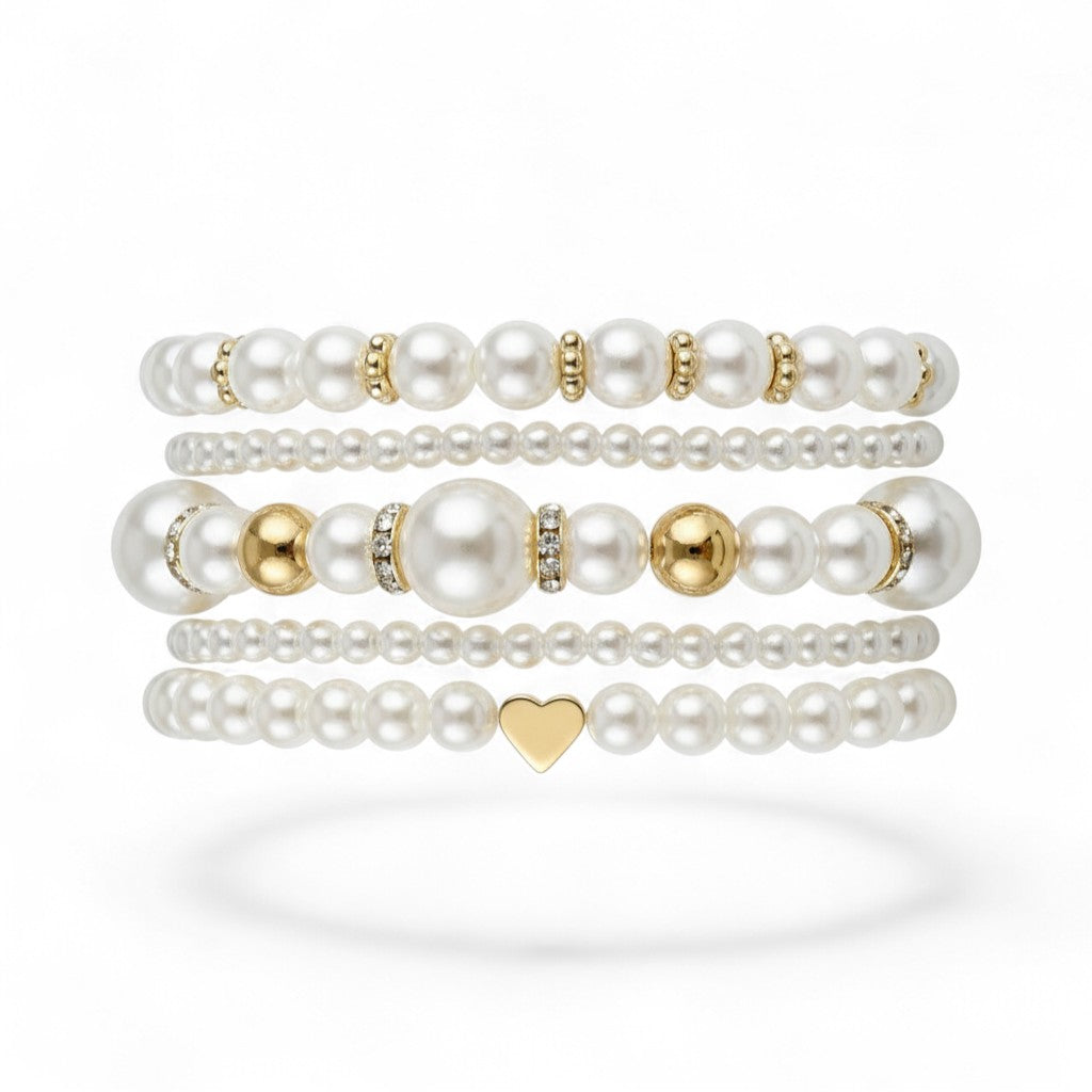 Exquisite Pearl Bracelet Set | Gold 16k