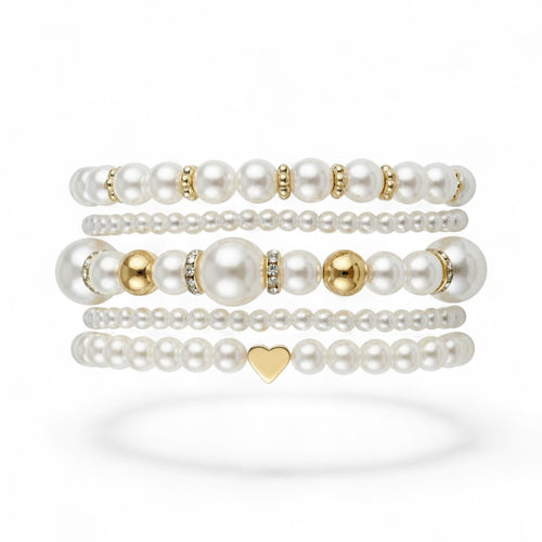 Exquisite Pearl Bracelet Set | Gold 16k