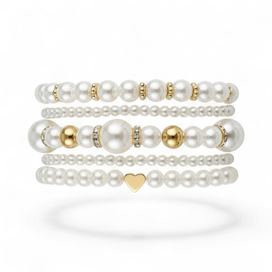 Exquisite Pearl Bracelet Set | Gold 16k