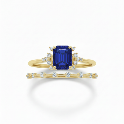 Crystal Blue Shine Ring Set | Gold 18k