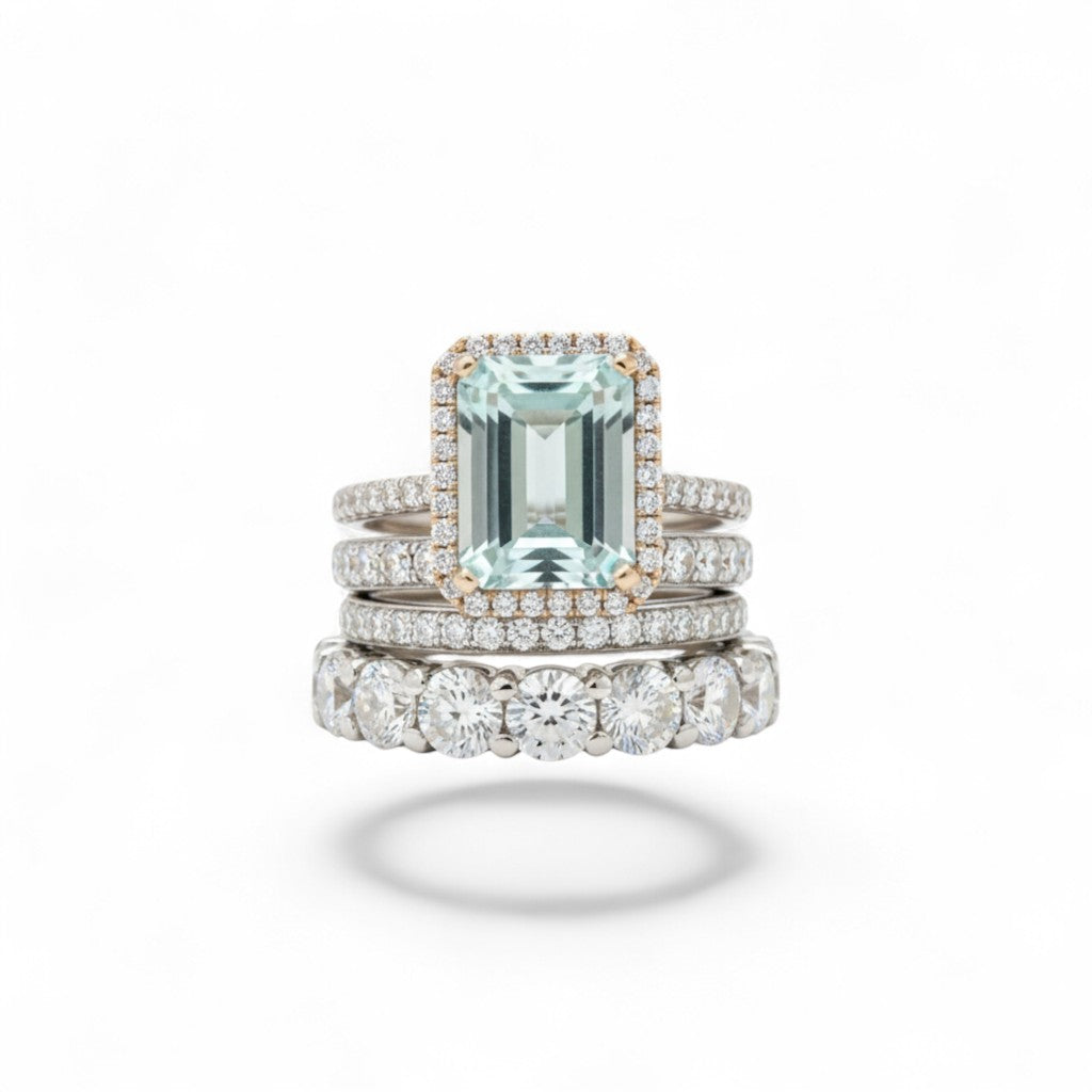 Turquoise Relic Ring Set | White Gold 18k