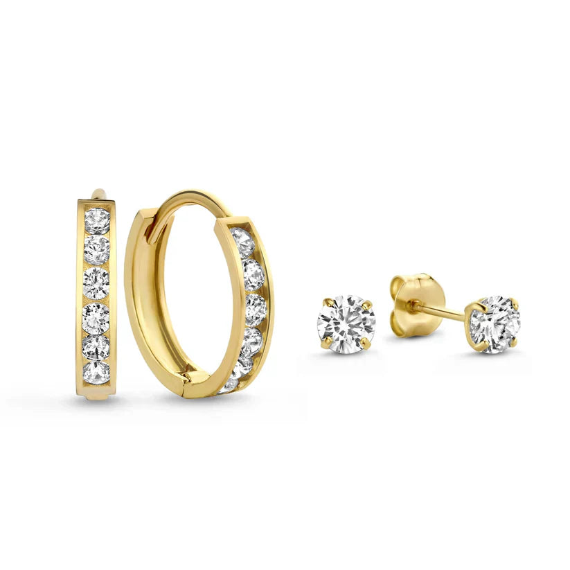 Dara Brillane Stone Earrings Set | White Gold 14k