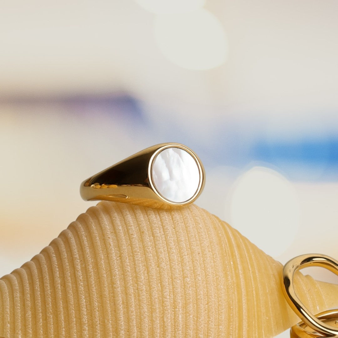 Iridescent Mother of Pearl Statement Ring