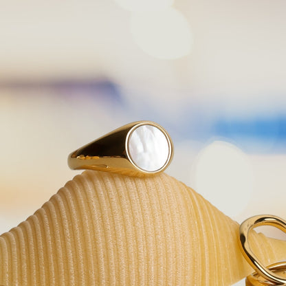 Iridescent Mother of Pearl Statement Ring