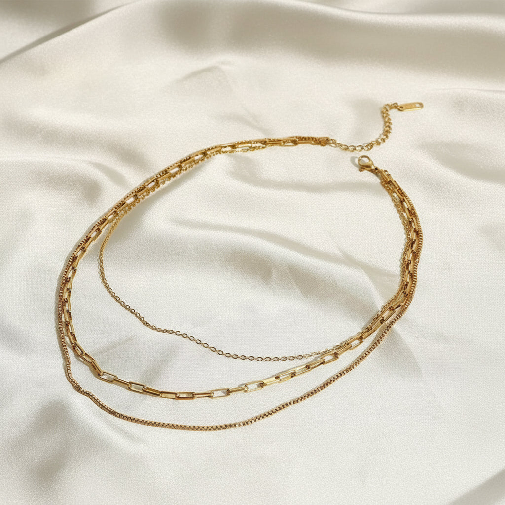 Triple Layered Gold Necklace