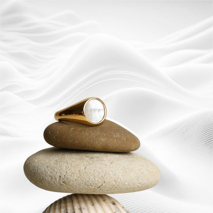Iridescent Mother of Pearl Statement Ring