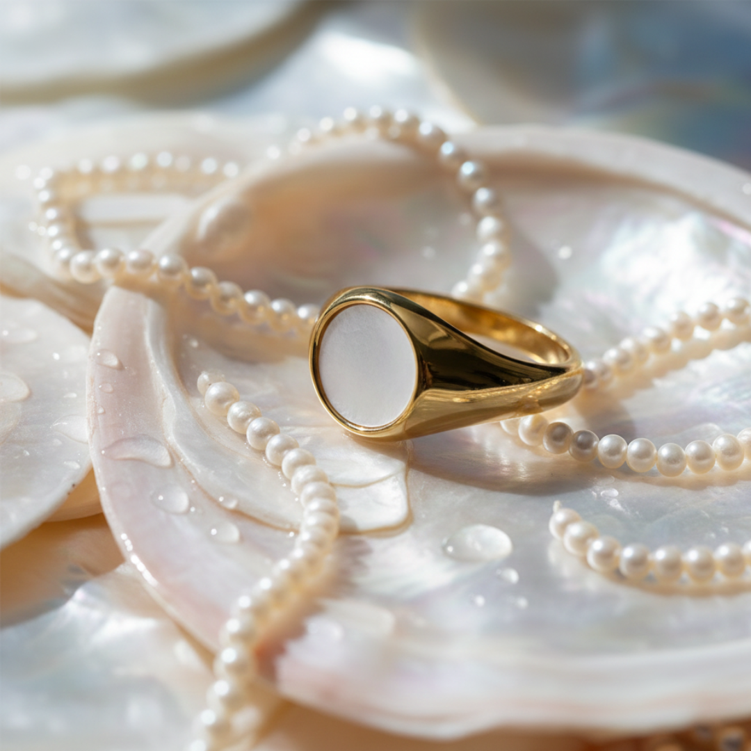Iridescent Mother of Pearl Statement Ring
