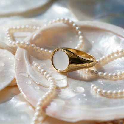 Iridescent Mother of Pearl Statement Ring